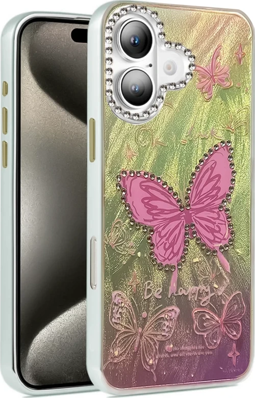 Newface Apple iPhone 16 Kılıf Blade Aynalı Desenli Kapak - Desen 5