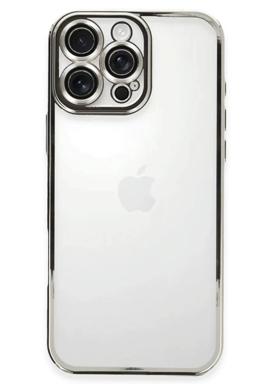 Newface Apple iPhone 16 Pro Max Kılıf Razer Lensli Silikon - Gümüş