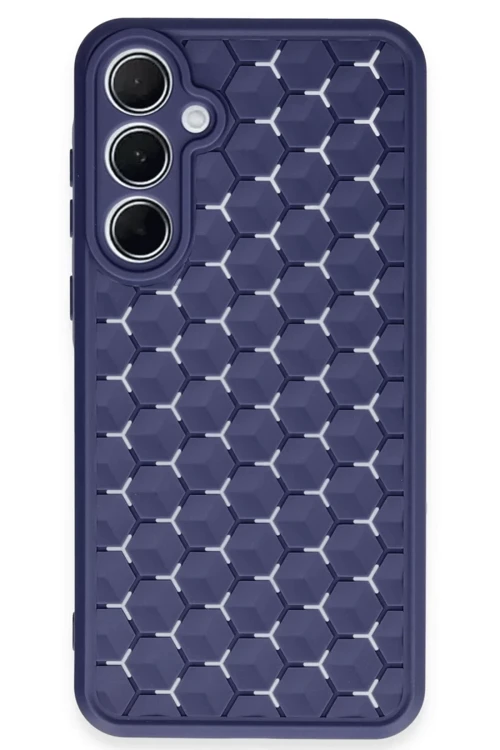 Newface Samsung Galaxy A35 5G Kılıf Petek Silikon Kapak - Lacivert
