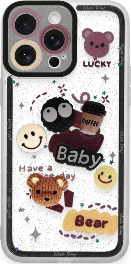 Newface Apple iPhone 14 Pro Kılıf Sweet Desenli Silikon Kapak - Sarı