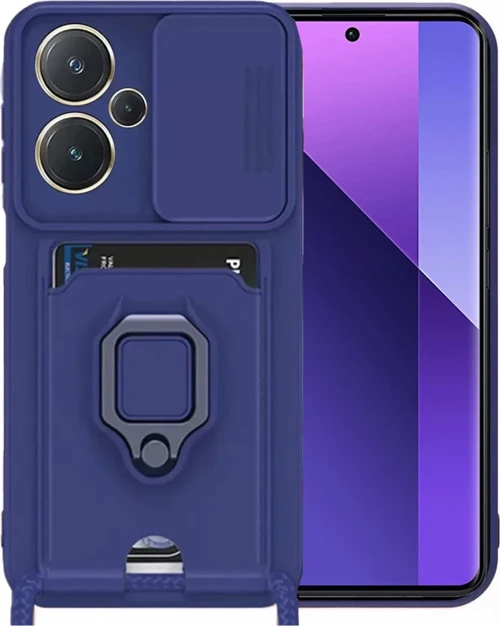 Newface Xiaomi Redmi Note 13 Pro Plus Kılıf Zuma Kartvizitli Yüzüklü Silikon - Lacivert