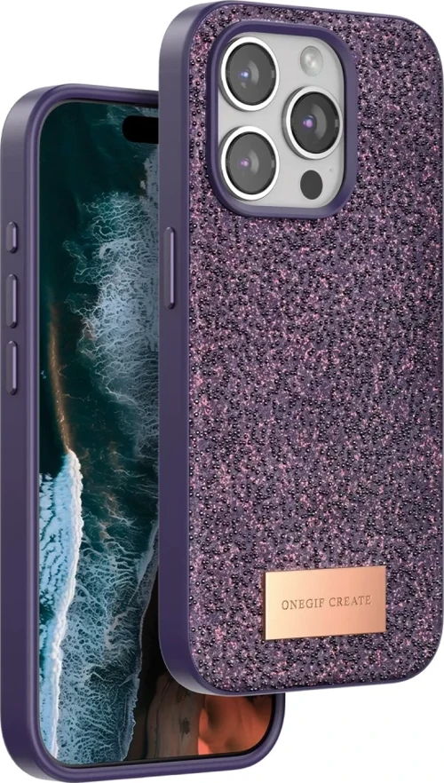 Onegif Apple iPhone 14 Pro Bright Simli Kapak - Derin Mor