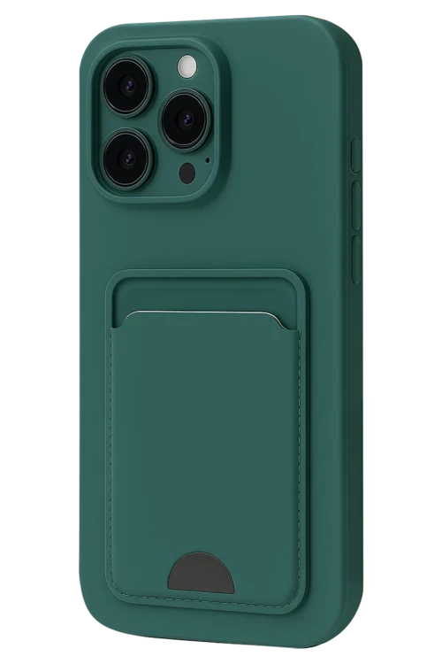 Newface Apple iPhone 16 Pro Max Kılıf Kelvin Kartvizitli Silikon - Koyu Yeşil