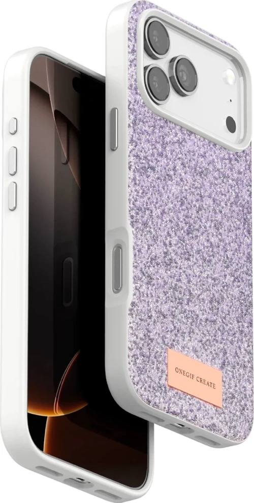 Onegif Apple iPhone 17 Pro Max Bright Simli Kapak - Lila