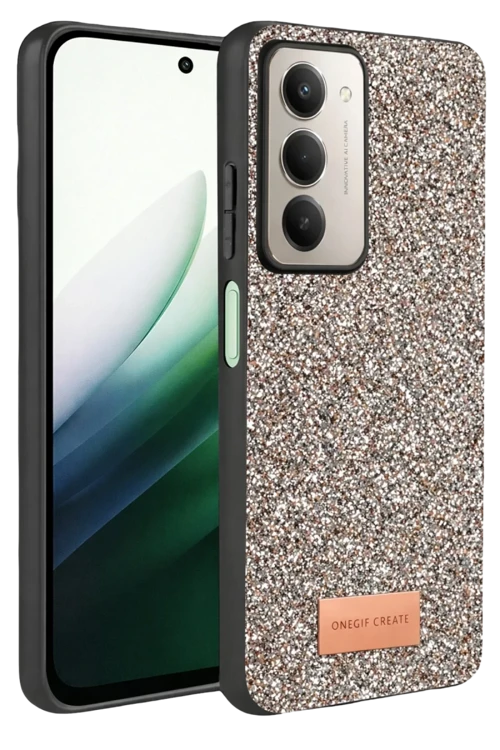 Onegif Xiaomi Redmi 15 4G Bright Simli Kapak - Gümüş