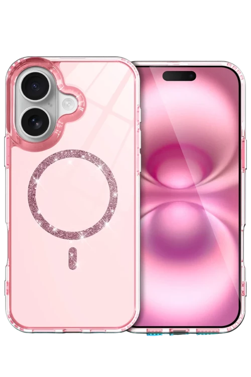 Newface Apple iPhone 16 Plus Live Diamond Magsafe Kapak - Pembe