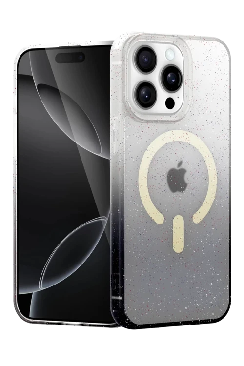 Newface Apple iPhone 14 Pro Max Pummel Shiny Magsafe Kapak - Siyah