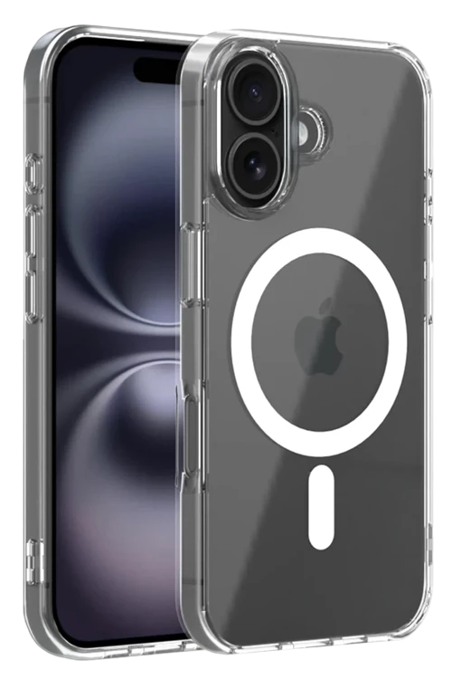 Newface Apple iPhone 16 Combo Sert Şeffaf Magsafe Kapak - Şeffaf