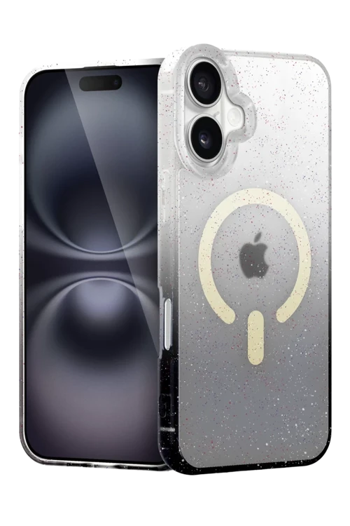 Newface Apple iPhone 16 Plus Pummel Shiny Magsafe Kapak - Siyah