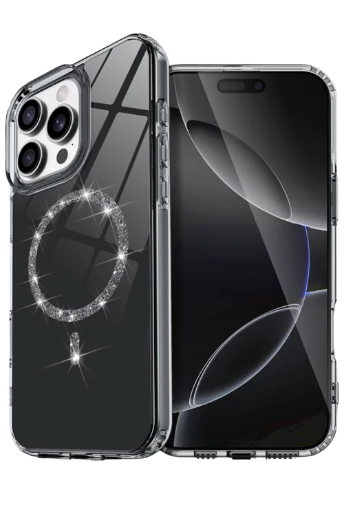 Newface Apple iPhone 16 Pro Max Live Diamond Magsafe Kapak - Siyah