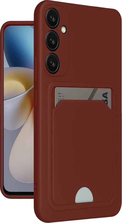 Newface Samsung Galaxy A55 5G Kılıf Kelvin Kartvizitli Silikon - Bordo