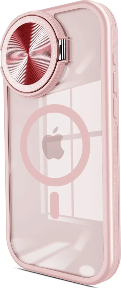 Newface Apple iPhone 15 Pro Kılıf Teleskop Lens Magsafe Silikon Kapak - Pembe