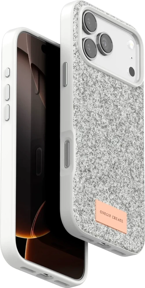 Onegif Apple iPhone 17 Pro Bright Simli Kapak - Beyaz