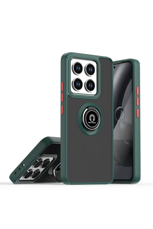 Newface Xiaomi Mi 14T Montreal Yüzüklü Silikon Kapak - Yeşil