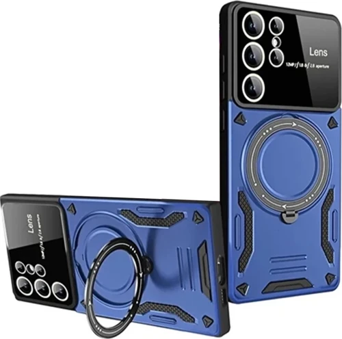 Newface Samsung Galaxy S24 Ultra Kılıf Joy Lens Standlı Kapak - Lacivert
