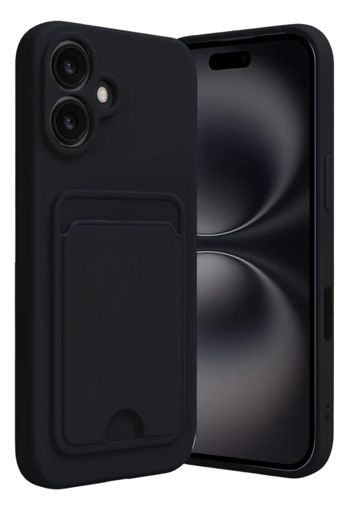Newface Apple iPhone 16 Kılıf Kelvin Kartvizitli Silikon - Siyah