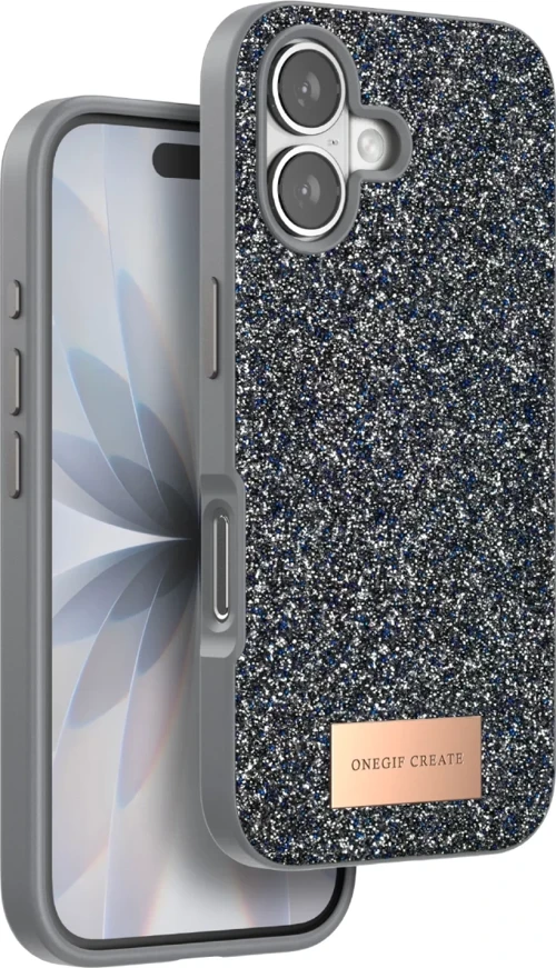 Onegif Apple iPhone 17 Bright Simli Kapak - Gümüş