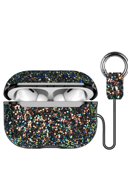 Onegif Apple Airpods 3 (3.nesil) Bright Simli Airpods Kapak - Siyah