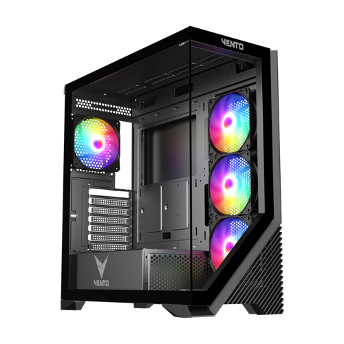 VENTO VG4202FL, 850W, 80 Plus, Siyah, Temperli Cam, RGB, ATX, Akvaryum Tipi, GAMING KASA