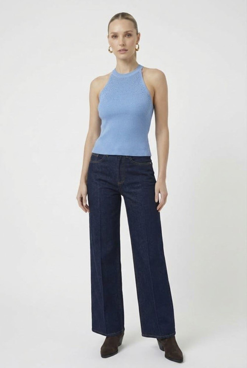 Kadın Taşlı Fitilli Halter Yaka Crop Bluz Uzun