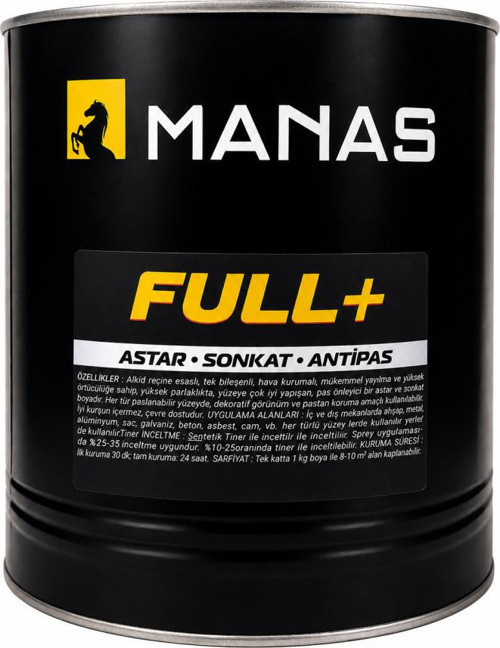 Full+ Kendinden Astarlı Pas Önleyici Boya 0.75 Lt Siyah