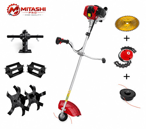MTS52 Euro5 Benzinli Motorlu Yan Tırpan 52CC-2HP Toprak Çapalama + Çim Biçme Makinesi