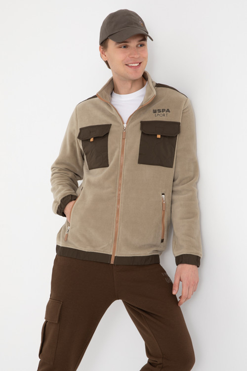 Erkek Regular Fit Açık Haki Fermuarlı Örme Hırka50309979-VR183