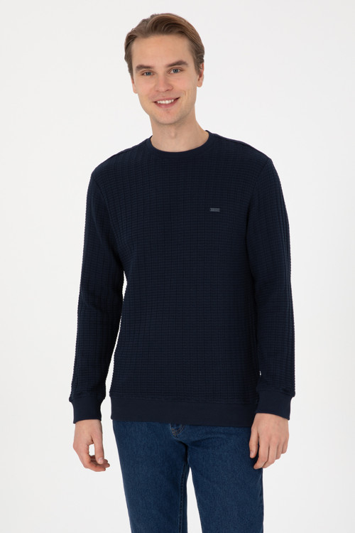 Erkek Regular Fit Bisiklet Yaka Lacivert Sweatshirt50308917-VR033