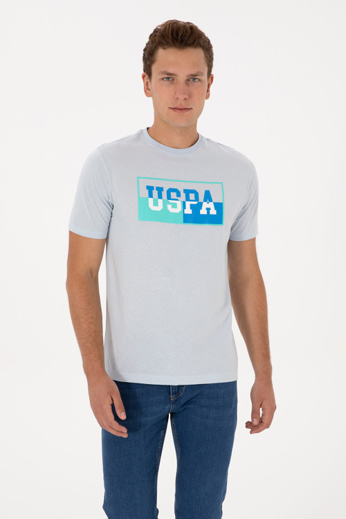 Erkek Regular Fit Bisiklet Yaka Açık Mavi Tişört50324859-VR003