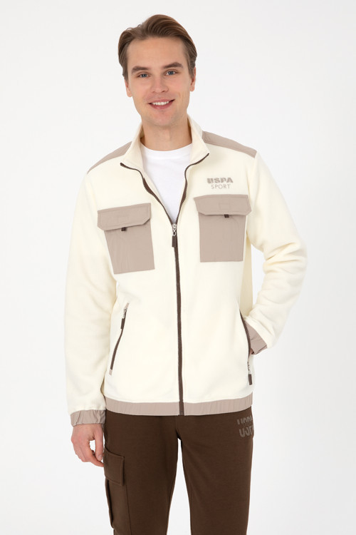 Erkek Regular Fit Krem Fermuarlı Örme Hırka50309979-VR256