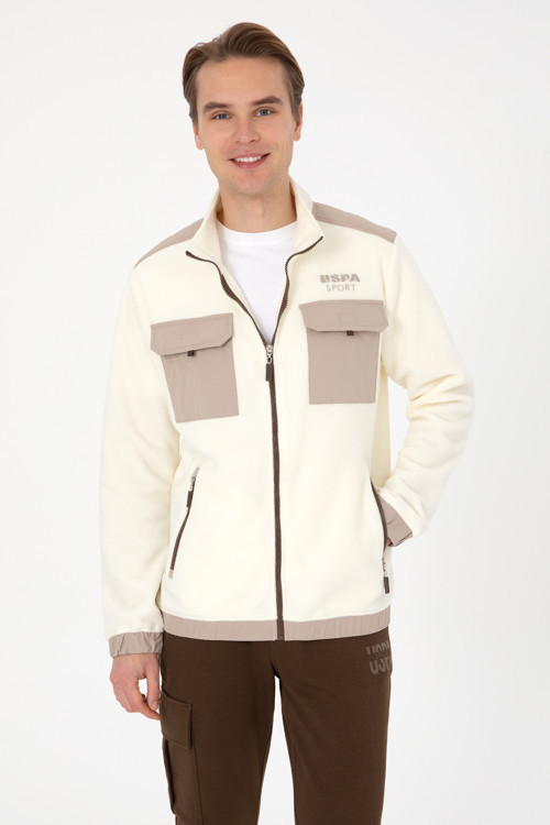 Erkek Regular Fit Krem Fermuarlı Örme Hırka50309979-VR256