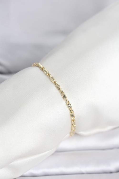 CM 14K Gold Renk Burgu Zincirli Model Kadın Bileklik TJ-BB8286