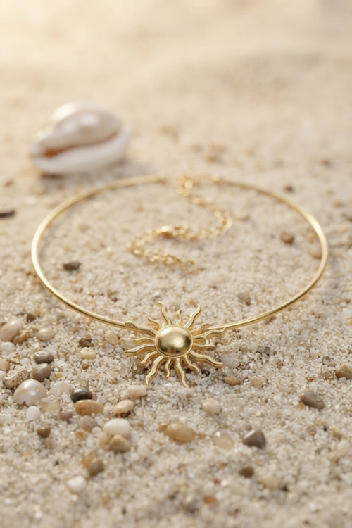 Güneş Model Gold Renk Choker Kadın Kolye TJ-BKO11152