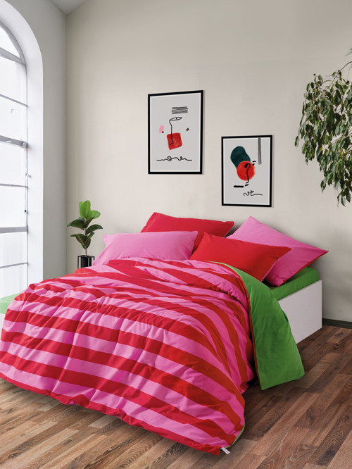 Popping Colors Çift Kişilik Lastikli Çarşaflı Nevresim Takımı Cherie Yeşil 180x200