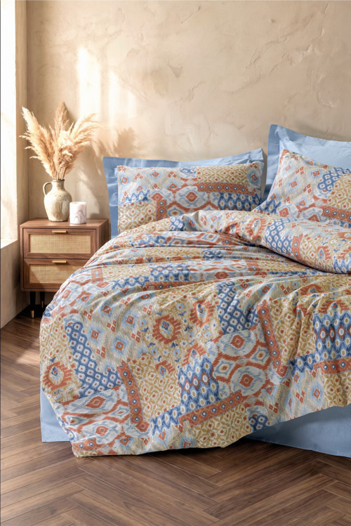 Ethnic Tek Kişilik Nevresim Takımı Artisan Mavi