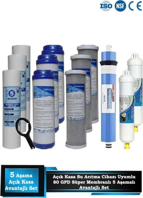 Açık Kasa Su Arıtma 80 GPD Süper Membranlı 5 Aşamalı Cift Karbonlu Ekonomik Paket