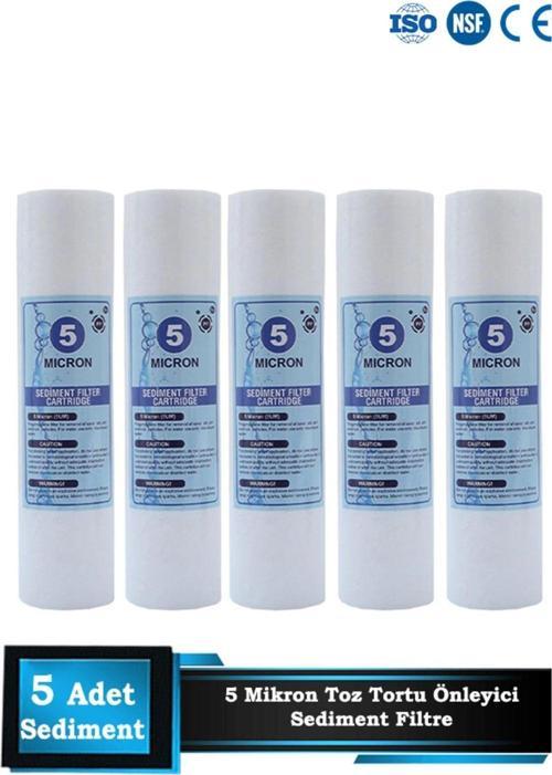 Açık Kasa Su Arıtma Cihazı 10 Inç 5 Mikron Sediment Spun Filtre ( 5 Adet )