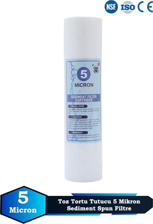 Açık Kasa Su Arıtma Cihazı 10 Inç 5 Mikron Sediment Spun Filtre (Toz,tortu Filtre)