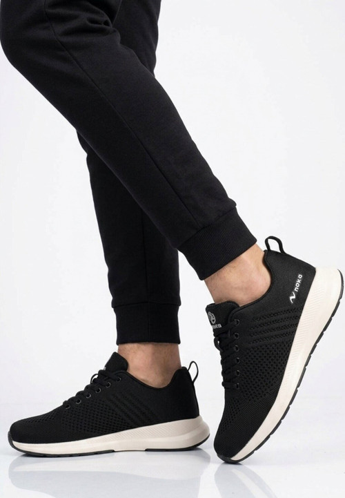 Siyah-Beyaz Anorak Örme Hava Alabilen Hafif Rahat Tabanlı Unisex Yürüyüş Spor Ayakkabı Wesley G