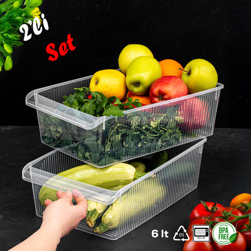 3184 2 Li 6lt Dolap İçi Ve Buzdolabı İçi Düzenleyici Orga Şeffaf
