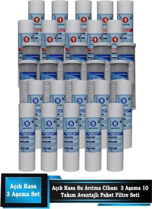Açık Kasa Su Arıtma Cihazı 3 Aşamalı Cift Sedimentli Filtre Bakım Seti  Ekonomik Paket 10 Takım