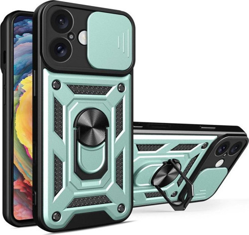 Apple İphone 16 Kılıf Pars Lens Yüzüklü Silikon - Yeşil