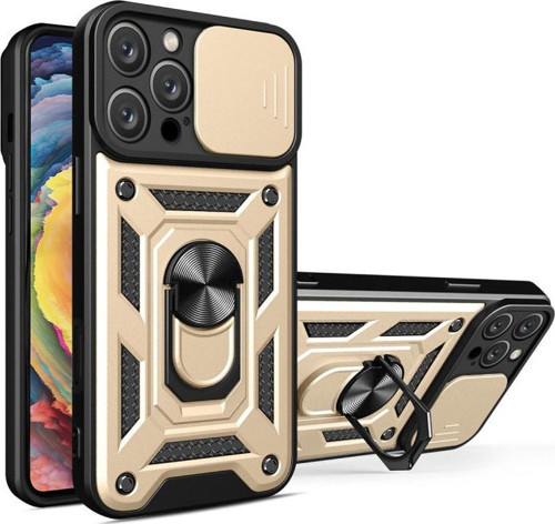 Apple İphone 16 Pro Kılıf Pars Lens Yüzüklü Silikon - Gold