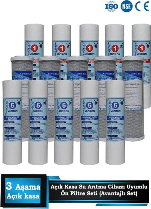 Açık Kasa Su Arıtma Cihazı Uyumlu 3 Aşamalı Cift Sedimentli Ekonomik Avantajlı Paket (5 Takım)