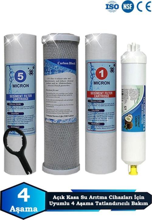 Açık Kasa Su Arıtma Cihazı Uyumlu 4 Aşama Cift Sediment Tatlandırıcılı Filtre Bakım Seti