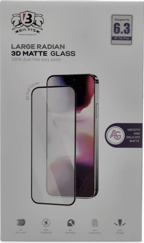 Apple İphone 16 Pro Bilvis 3d Mat Cam Ekran Koruyucu