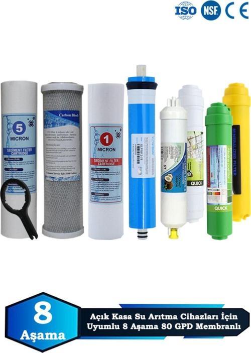 Açık Kasa Su Arıtma Cihazı Uyumlu 8 Aşama Cift Sediment 80 GPD Vontron Multimineralli Bakım Seti