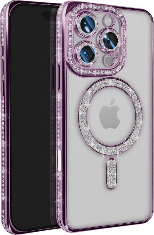 Apple İphone 16 Pro Max Kılıf Joke Simli Magneticsafe Kılıf - Derin Mor