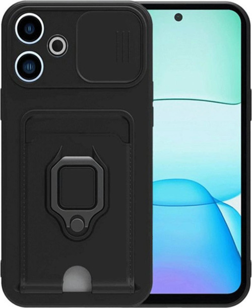 Xiaomi Redmi 13 4g Kılıf Zuma Kartvizitli Yüzüklü Silikon - Siyah