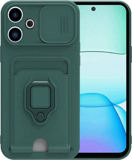 Xiaomi Redmi 13 4g Kılıf Zuma Kartvizitli Yüzüklü Silikon - Yeşil